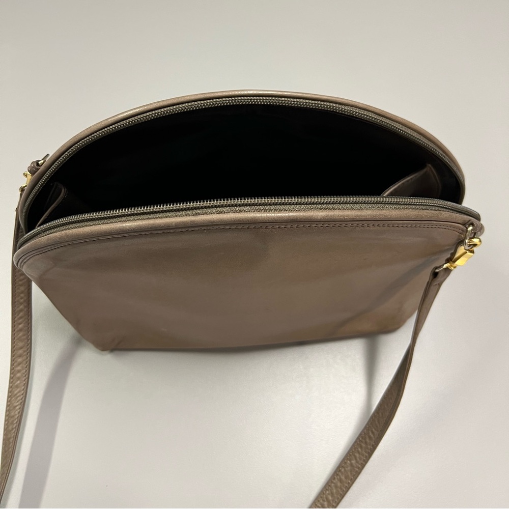 Artbag Vintage Dome Leather Taupe Crossbody Bag Made in Italy - Picture 9 of 16